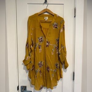 Fig and Flower Mustard Floral Blouse